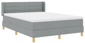 Boxspring ágy matraccal, világosszürke, 140x190 cm, szövet.