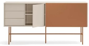 Téglavörös-bézs alacsony komód tolóajtóval 180x91 cm Nube – Teulat