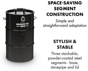 Brooklyn-BBQ, 4-in-1 grillező hordó, Ø 42 cm, acél, porszórt lakkozás