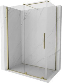 Mexen Velar, zuhanykabin tolóajtóval 160 (ajtó) x 85 (fal) cm, 8mm átlátszó üveg, arany fényes, 871-160-085-01-50