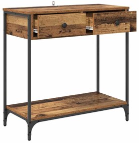 vidaXL Konzolasztal fiókkal Öreg fa 75 x 34,5 x 75 cm Faanyag
