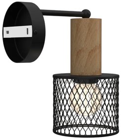 Fali lámpa SOBRESA 1xE27/60W/230V fekete/fa