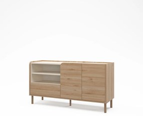 Natúr színű komód tölgyfa dekorral 141x75,5x44 cm Monza – Marckeric