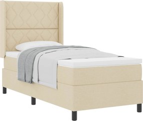 vidaXL Boxrugós ágy matracmal fejtámlával Krém 100 x 200 cm szövet