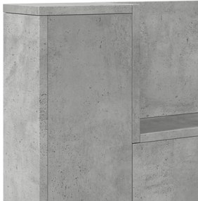 betonszürke áthidalószekrény LED-világítással 140x16,5x103,5 cm