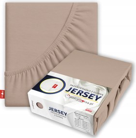 Jersey lepedő 120x200 gumis vastag pamut Prémium oldal 30 cm Cafe