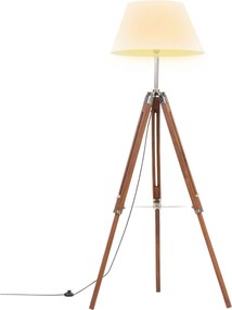vidaXL mézbarna-fehér háromlábú tömör tíkfa állólámpa 141 cm