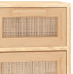 barna tömör fenyő/természetes rattan tálalószekrény 60x30x75cm