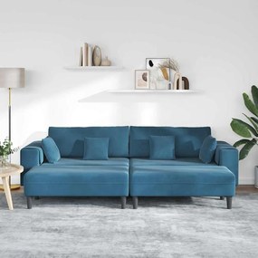 Bársony Kanapé párnával 3 pcs Kék 208 cm Bársony