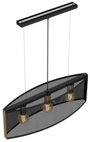 Csillár zsinóron KAGA 3xE27/60W/230V fekete/arany