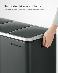 SORT szelektív hulladékgyűjtő 54 l (3×18 l), antracit/ezüst SongmicsHome