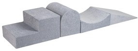 Világosszürke bársony habszivacs játszótér 4 db-os magasság 30 cm 45x193 cm Montessori – Meowbaby