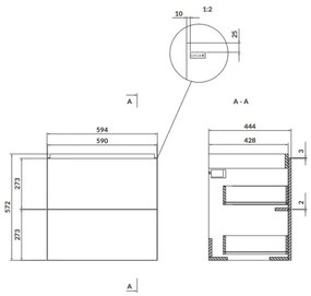 Cersanit Larga, falra szerelhető mosdószekrény 60cm, fehér fényes, S932-070