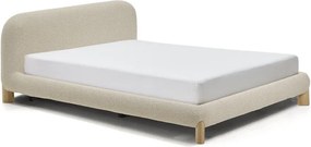 Bézs kárpitozott franciaágy ágyrács nélkül 160x200 cm Odina – Kave Home