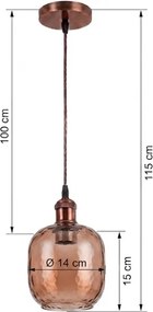 BRILAGI - LED függőlámpa zsinóron R GLASS 1xE27/60W/230V átm. 14 cm réz/füstös barna