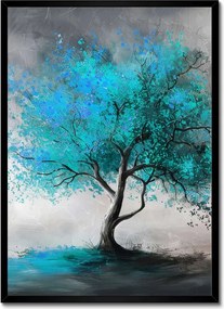 Poszter fekete keretben 50x70 Kék fa Modern Art