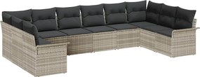 vidaXL Kerti Kanapé Szett tárolóval 10 pcs Világosszürke polirattan