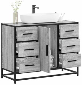Szürke sonoma szerelt fa fürdőszobai mosdószekrény 80x33x60 cm