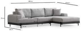 Sarokkanapé Etorella (J) (szürke + fekete). 1106829
