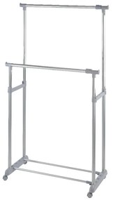 Szürke fém teleszkópos-gurulós ruhatartó állvány Twin – Wenko