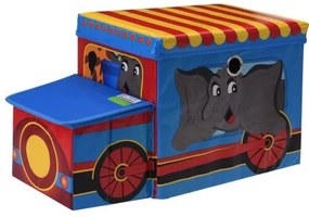 Circus bus gyermek tárolódoboz és ülőke, kék, 55 x 26 x 31 cm
