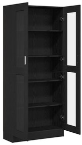 Könyvespolcok 2 db Fekete tölgyből 82,5x30,5x185 cm Műszaki fa