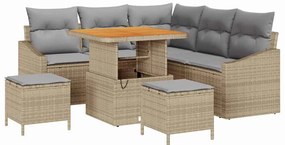 vidaXL Kerti Kanapé Szett párnával 8 pcs Bézs polirattan