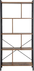 Könyvespolc, tárolópolc, rusztikus barna 154x74x30cm