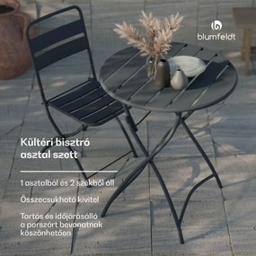 Blumfeldt RetroChic kerti szett, 1 asztal + 2 szék, 60 cm, összecsukható, bevonva, időjárásálló