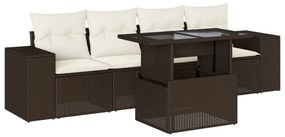 vidaXL 5 részes barna polyrattan kerti ülőgarnitúra párnával