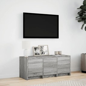 szürke sonoma színű szerelt fa TV-szekrény LED-del 97x34x40 cm