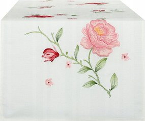 Hímzett futópad 40x150 Rózsa mintás futópad Asztalterítő Ekrü Hímzés Rózsa