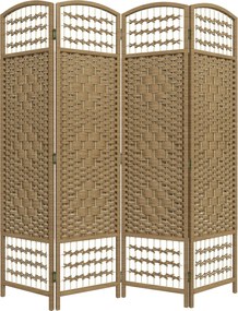HOMCOM 4-Paneles Terelőfal 160x170 cm Összecsukható Elválasztó Paraván Papírzsinór és Fa Kerettel Hálószobába és Nappaliba | Aosom