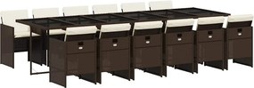 vidaXL 13 részes barna polyrattan kerti ülőgarnitúra párnákkal