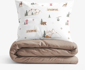 Goldea pamut ágyneműhuzat duo - zakopane, kávébarna színű hátoldal 200 x 200 és 2db 70 x 90 cm