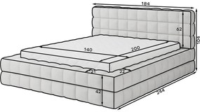 Szürke kárpitozott ágyneműtartós franciaágy ágyráccsal 140x200 cm Dizzle – ELTAP