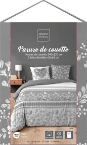 Fehér-szürke kétszemélyes-hosszabbított háromrészes pamut ágyneműhuzat 240x220 cm Annie – douceur d'intérieur