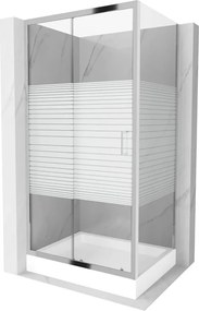 Mexen Apia 100 x 80 cm-es tolóajtós zuhanykabin, fehér csíkok, króm + Rio zuhanytálca - 840-100-080-01-20-4510