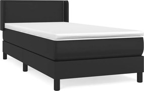 vidaXL fekete műbőr rugós ágy matraccal 90 x 200 cm