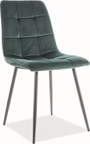 AKCIÓ Sötétzöld bársony étkezőszék MILA fekete lábakkal II. osztály