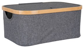 Noto kosár, bambusz/textil, sötétszürke, 38x26x16 cm