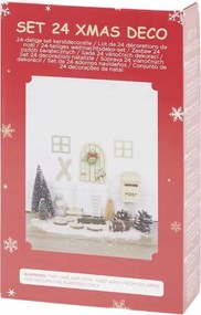 24 darabos karácsonyfadísz készlet, világos, félkör alakú