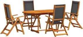 vidaXL 5 részes tömör akácfa és textilén kerti étkezőgarnitúra