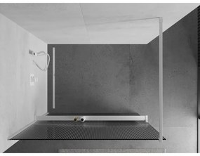 Mexen Kioto+, Walk-In zuhanyparaván polccal és akasztóval 80 x 200 cm, 8 mm-es üveg bordás mintával, fehér profil, 800-080-121-20-09