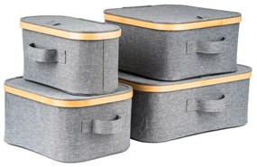 G21 tárolódoboz 30 x 15 x 15 cm, bambuszfedéllel, szürke