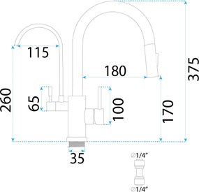 Rea, Konyhai csaptelep Rea Eco Fresh BRUSH NICKEL, REA-B7563