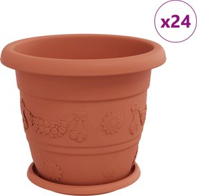 vidaXL Növénycserép 24 pcs Tégla Vörös Ø 26 x 21.5 cm Műanyag