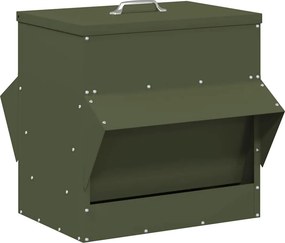 vidaXL Csirke etető Olajzöld 40,5 x 45 x 41 cm Hidegen Hengerelt Acél