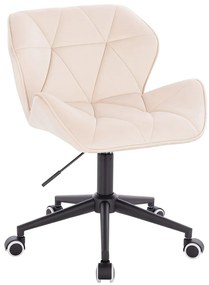 HR111K Krémszínű modern velúr szék fekete lábbal
