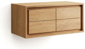 Natúr színű alacsony fali teakfa mosdó alatti szekrény 90x40 cm Kenta – Kave Home